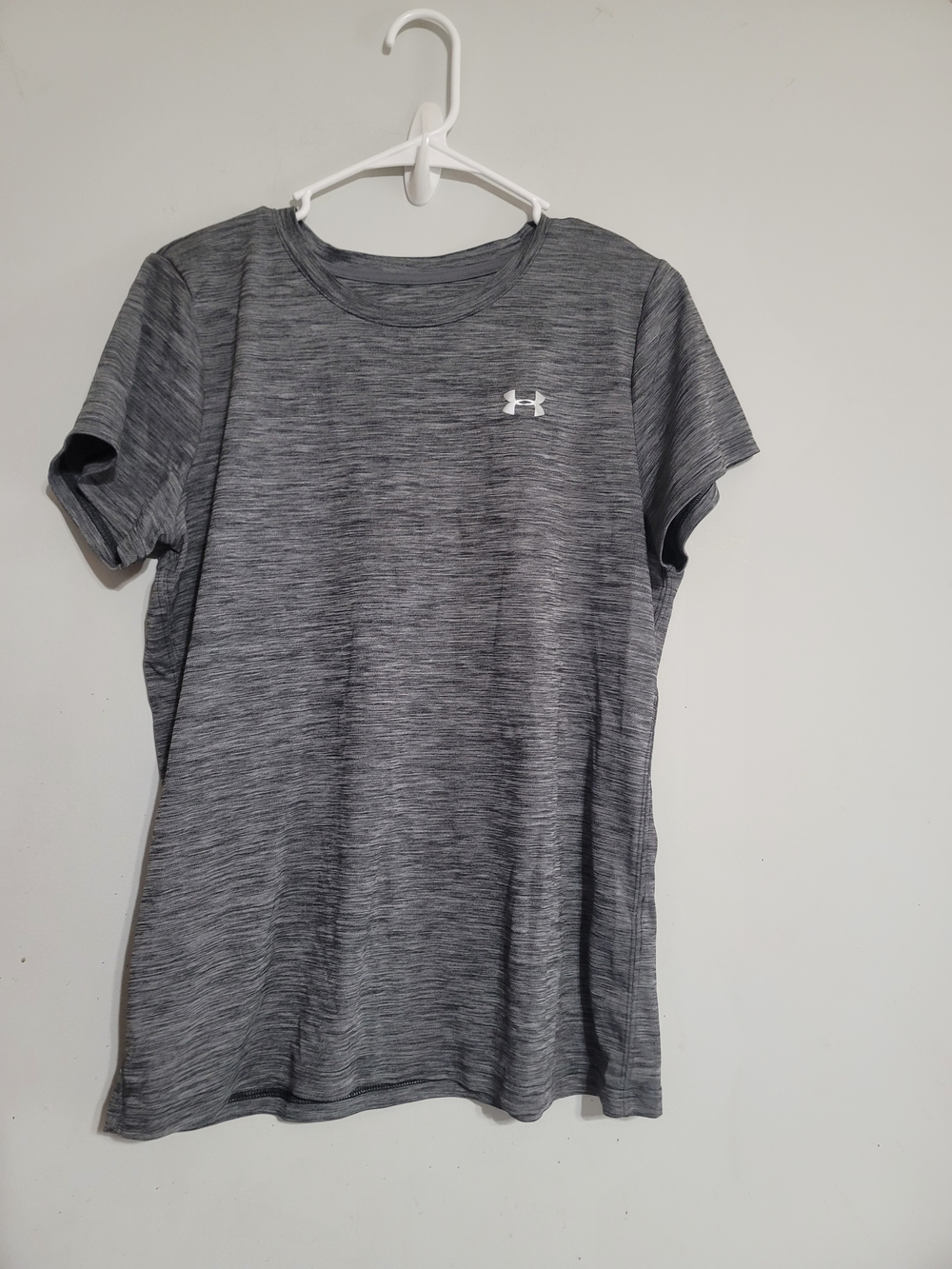 Under Armour Women’s Heather Gray Short Sleeve Performance Tee Sz Large Athletic